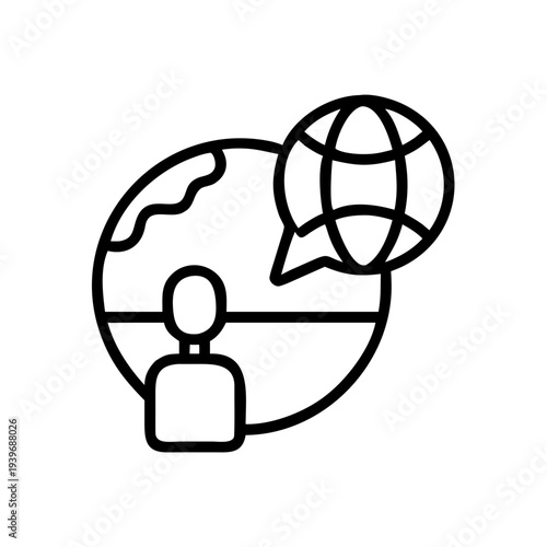 Global news and political discussions with a person and a globe concept