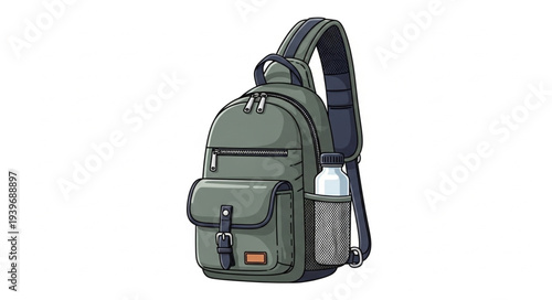 Gray Backpack with Multiple Compartments and Side Mesh Pockets.