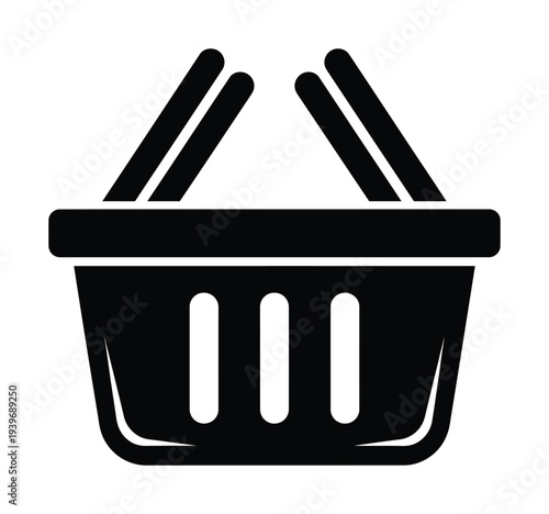Minimalist vector of a shopping basket with an empty interior