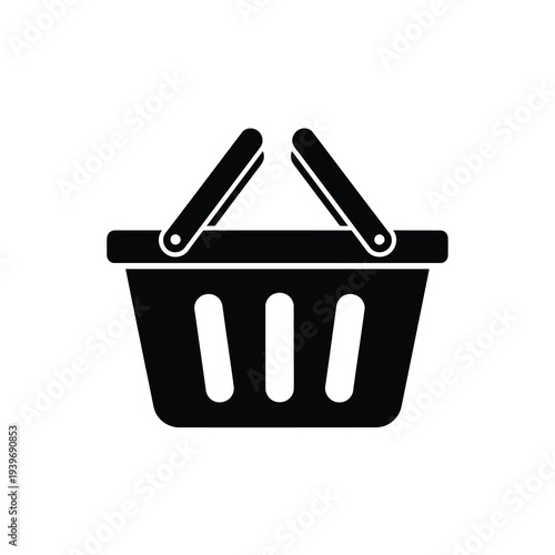 Vector icon of a shopping basket with two handles and a grid design.