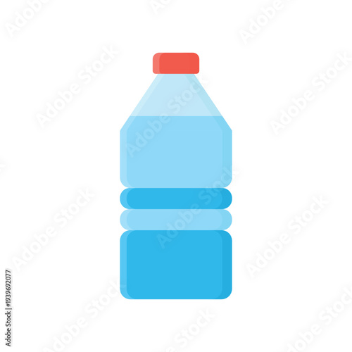 A blue plastic bottle of water stands as an isolated object against a clean white background for household liquid product photography