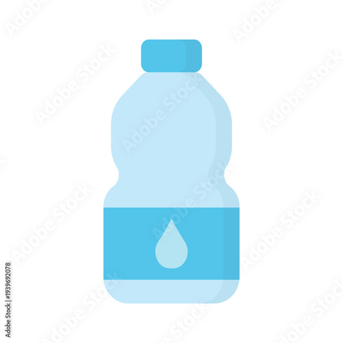 A blue plastic bottle of water stands as an isolated object against a clean white background for household liquid product photography
