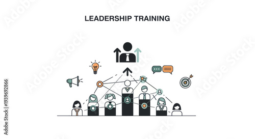 Illustrated Leadership Training Concept with Team and Growth.