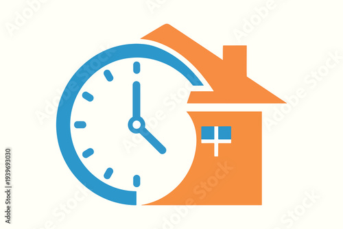 Clock and house icon representing time management for property or home services