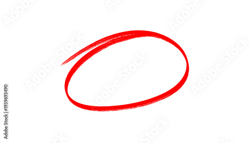 red circle mark. transparent hand drawn oval shape brush stroke for marking mistake in exam paper