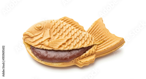 Taiyaki Japanese fish-shaped pastry with red bean filling.