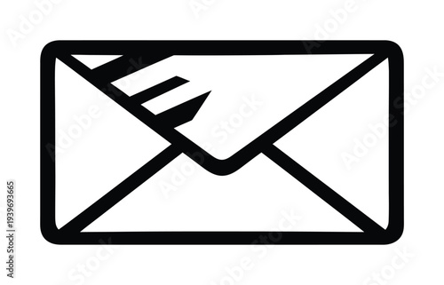 Vector of an envelope with an arrow pointing outwards on the front