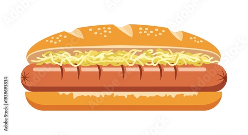 A delicious hot dog with cheese and sauce on a bun.