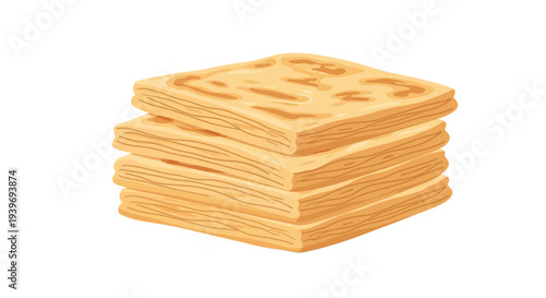 Stack of crackers or biscuits with layered texture.