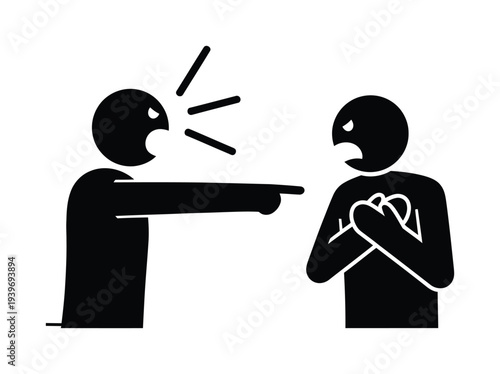 Vector showing one person pointing and yelling at another person who looks upset