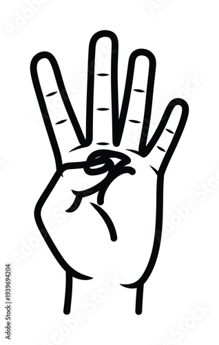 Vector of a hand with fingers extended showing three
