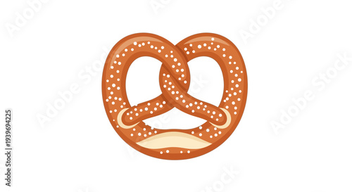 Illustration of a salted pretzel on a white background.