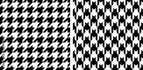 Houndstooth seamless pattern. Pied poule background. Repeating pieds tileable. Repeated abstract puppytooth. Tillable tweed. Set design prints. Tartan repeat cloth. Woven tile. Vector illustration