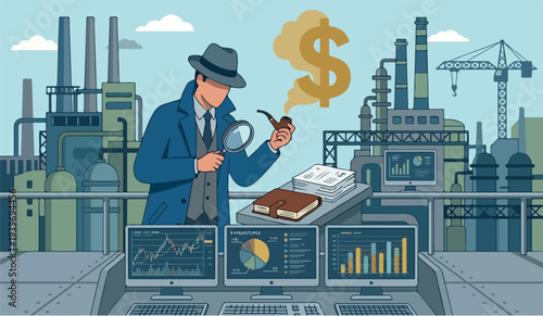 Search right success plaining achievement growth project with magnifying glass smoking pipe with dollar sign smoke