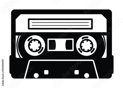 Vector graphic of a compact cassette tape showing its design