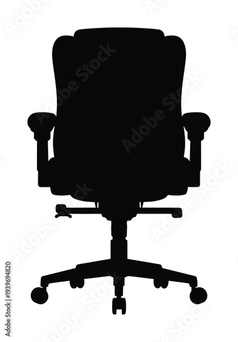 Vector of a black office chair with armrests and wheels