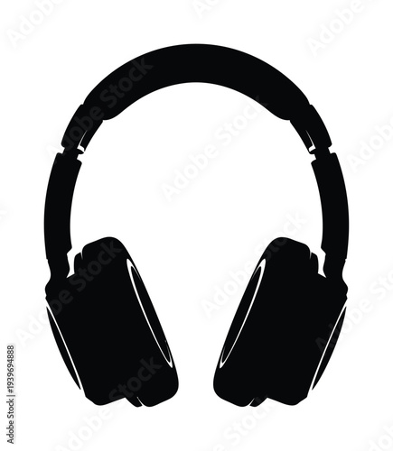 Vector of over-ear headphones with padded ear cups and adjustable headband