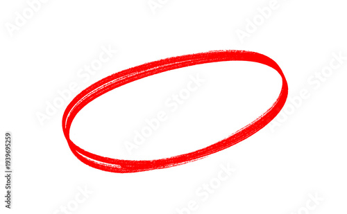 red circle mark. transparent hand drawn oval shape brush stroke for marking mistake in exam paper
