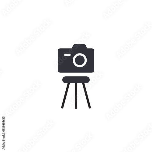 Tripod camera icon symbolizing photography setup, professional shooting stability, studio equipment, and high-quality image capture.