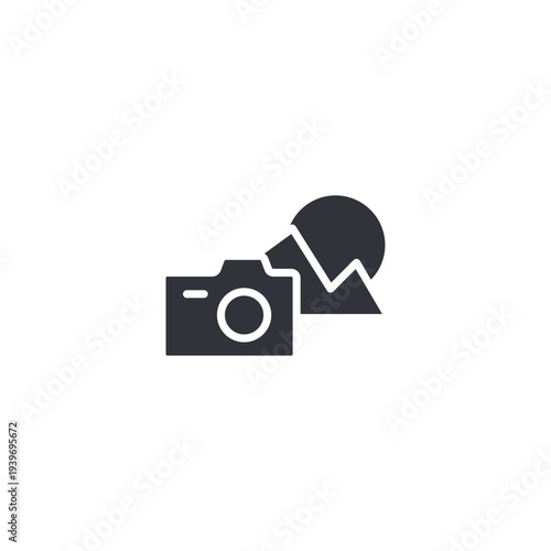 Camera with user icon symbolizing personal photography, content creation, social media usage, and capturing everyday moments.