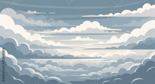 Majestic Cloudscape with Layered Sky and Clouds.