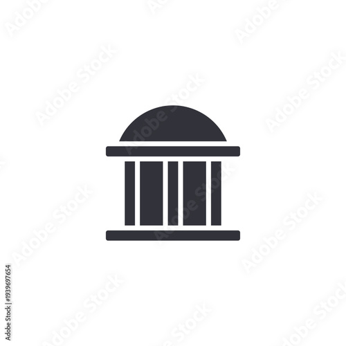 Museum building icon representing cultural attraction, historical education, architecture, and public facilities within park environment.