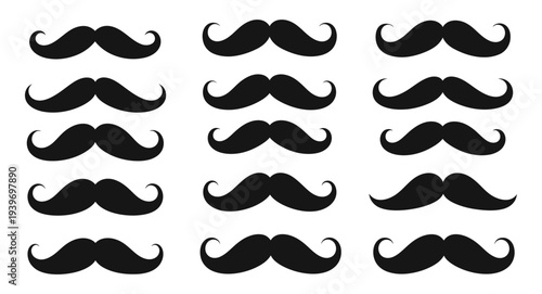 Collection of various mustache silhouettes