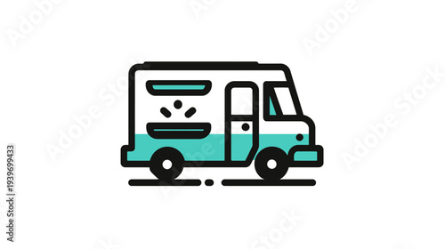 Food Truck Icon - Modern Mobile Restaurant and Street Food Van Graphic for Fast Service, Catering, and Small Business