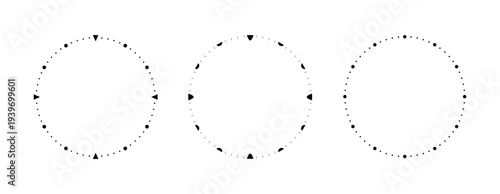 Set of blank clock face templates with hour and minute markers, precise time scale signs, round analog clock timer, circle dial watch faces symbols isolated on transparent. vector illustration.