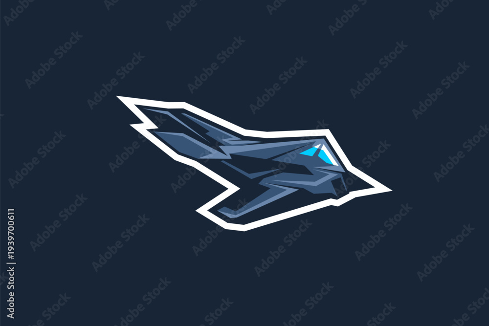 Obraz premium American cold war jet fighter plane vector illustration. simple aircraft logo, military equipment.