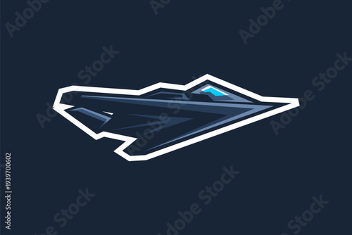 American cold war jet fighter plane vector illustration. simple aircraft logo, military equipment.