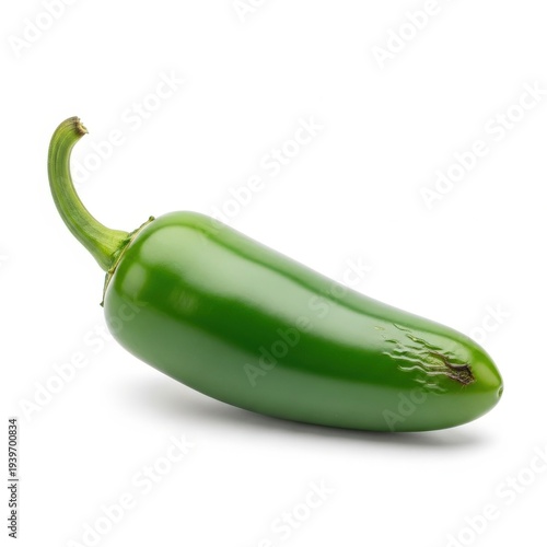 A green jalapeno pepper on a white background isolated on white background