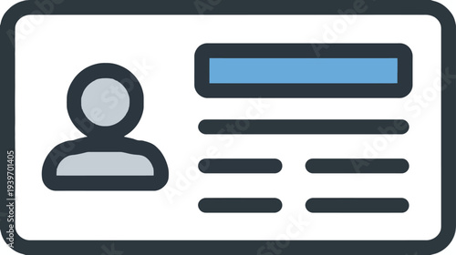Professional ID Card Icon Vector Graphic for Identification, Access Control, User Profile, and Personal Data Security