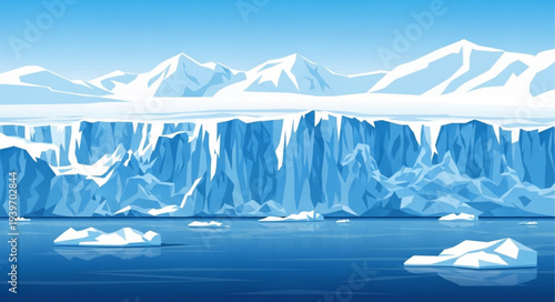 Majestic Glacial Iceberg Floating in Arctic Ocean.