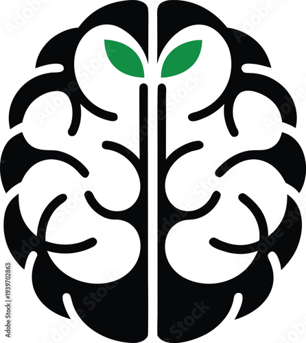 Human Brain and Tree Concept Logo for Mental Growth and Psychological Wellness