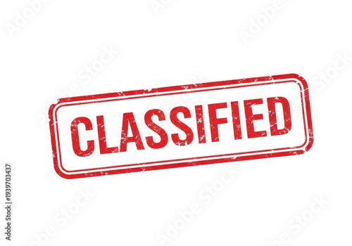 A red classified stamp on a white background isolated on transparent background