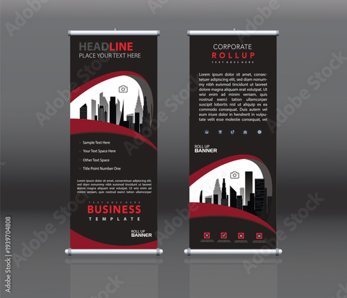 Business Roll up banner vertical template design, for brochure, Abstract roll up banner design template for your business, modern x-banner, brochure template design