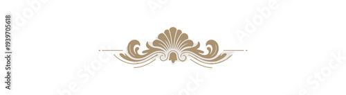 Decorative ornamental design element gold beige on black background