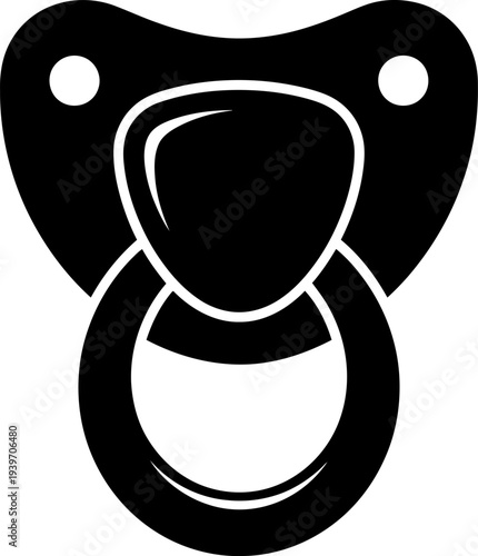 Black and white pacifier icon for baby soothing needs