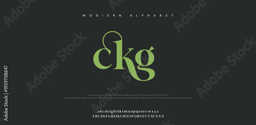 Modern Alphabet Logo Design with Green Letters on Dark Background