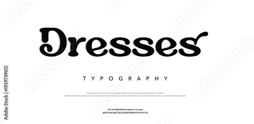 Fashion typography text with the word Dresses