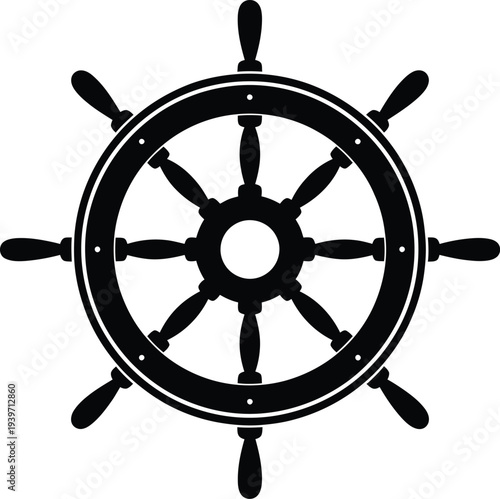 Black ship steering wheel silhouette icon
