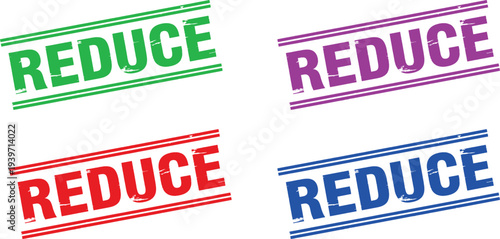 A colorful set of reduce stamps in different colors on a white background