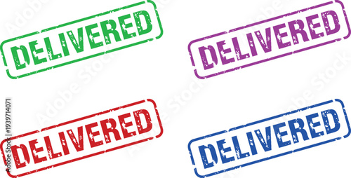 A colorful collection of delivered stamps in different colors on a white background