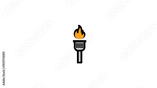 Torch with Flame Icon - Symbol of Light, Victory, Success, and Inspiration on White Background