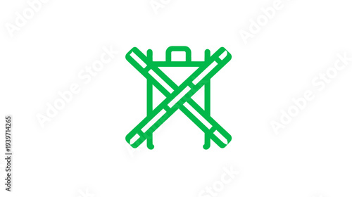 Green No Littering Icon, Outline Symbol for Forbidden Waste Disposal, Environment Protection Graphic, Cleanliness Concept