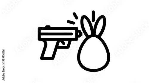 Simple outline icon of a gun aiming at a target, symbolizing shooting, hunting, sport, precision, or security.
