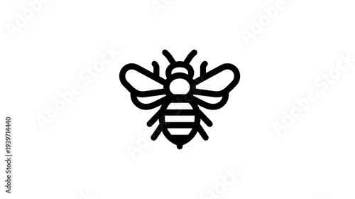 Minimalist Outline Bee Icon on White. Simple Linear Insect Graphic Symbol, Modern Vector Design Element for Nature.