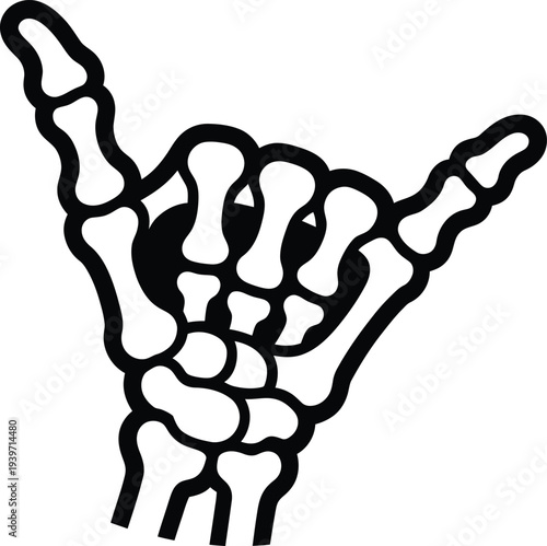 Skeleton hand showing shaka sign gesture