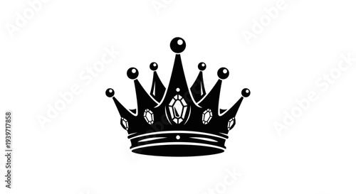 Black Crown Illustration with Ornate Details.